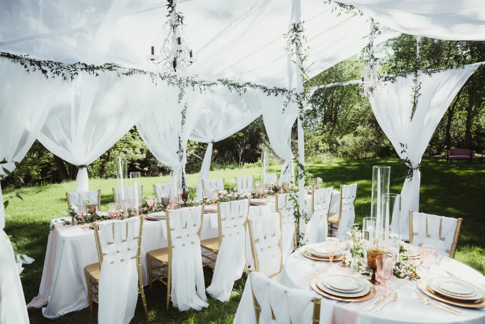 wedding reception tent and tables