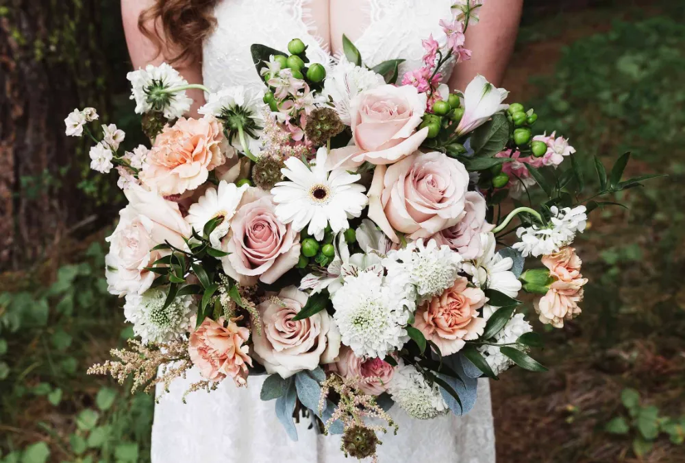 Closeup of bride's bouquet