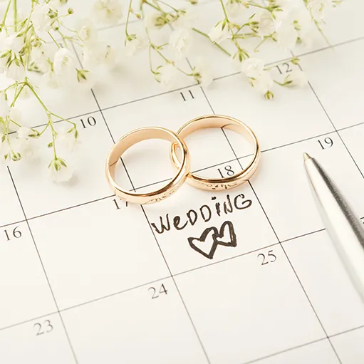 wedding rings on calendar