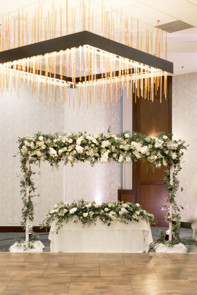 wedding table with chandelier