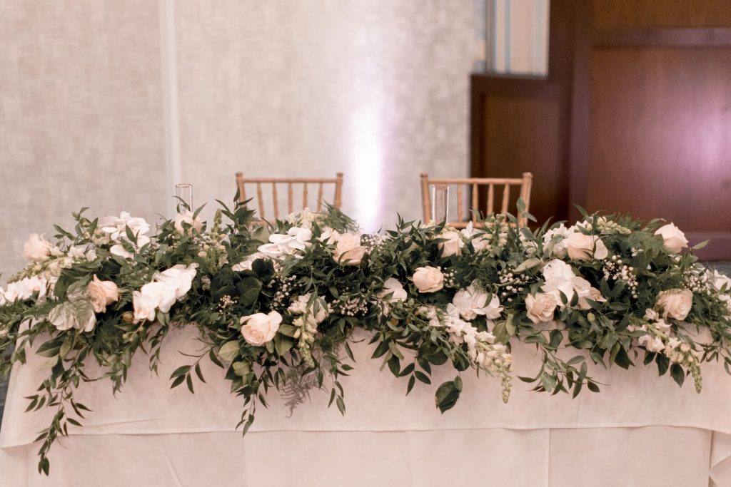 groom and bride reception table